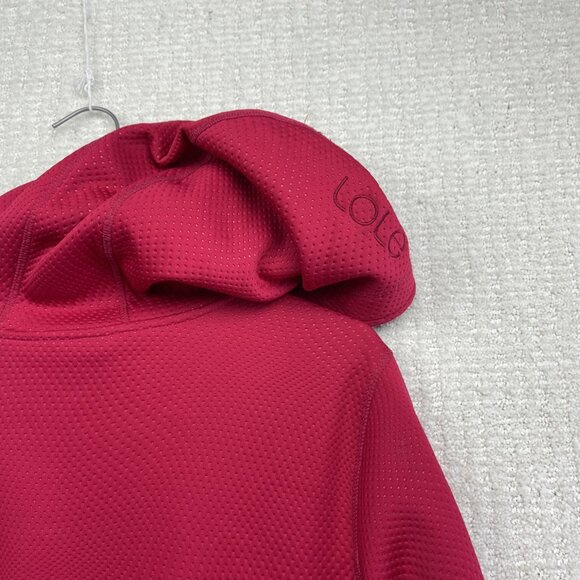 LOLE Full Zip Tech Textured Fleece Athletic Jacket Hoodie Pink / Red Women Sz L - Picture 14 of 16